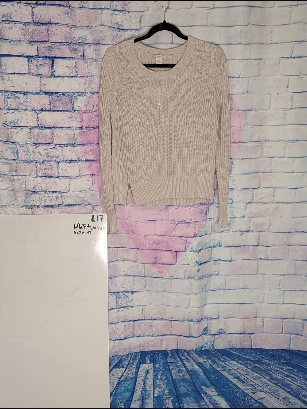 Light Cream Ribbed Crewneck Sweater